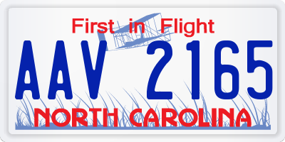 NC license plate AAV2165