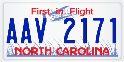 NC license plate AAV2171