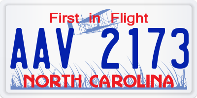 NC license plate AAV2173