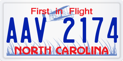 NC license plate AAV2174