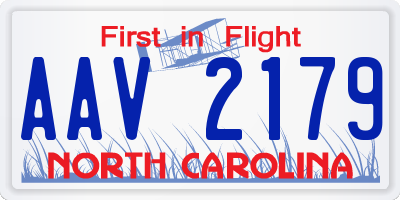 NC license plate AAV2179