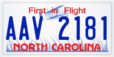 NC license plate AAV2181