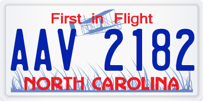NC license plate AAV2182