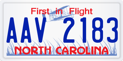NC license plate AAV2183