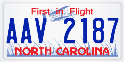 NC license plate AAV2187