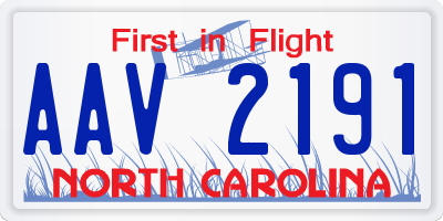 NC license plate AAV2191