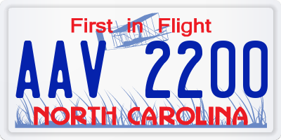 NC license plate AAV2200