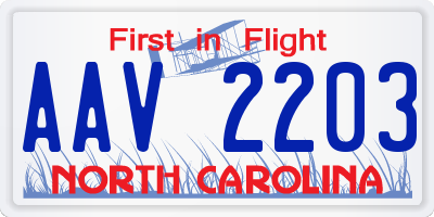 NC license plate AAV2203