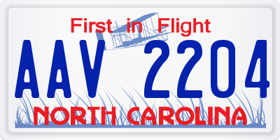 NC license plate AAV2204