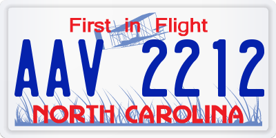 NC license plate AAV2212