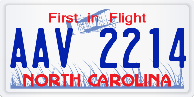 NC license plate AAV2214