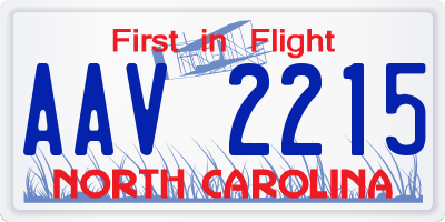 NC license plate AAV2215