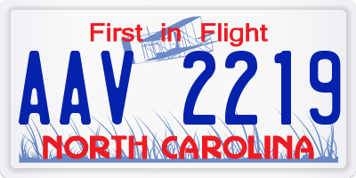 NC license plate AAV2219