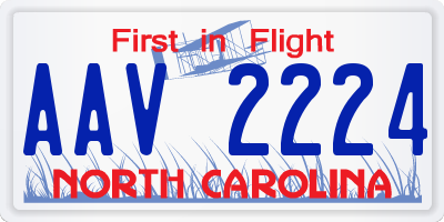 NC license plate AAV2224