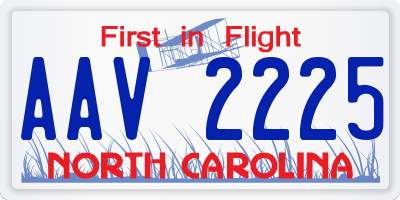 NC license plate AAV2225