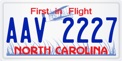 NC license plate AAV2227
