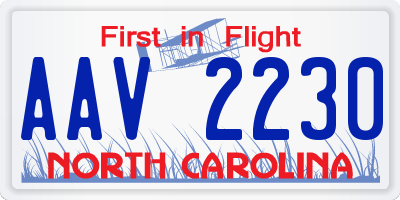 NC license plate AAV2230