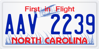 NC license plate AAV2239