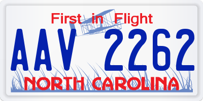 NC license plate AAV2262