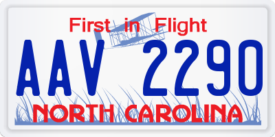 NC license plate AAV2290