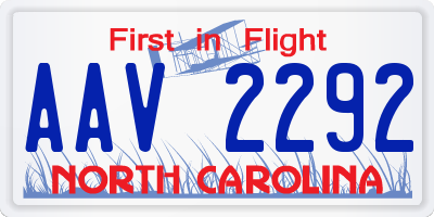 NC license plate AAV2292