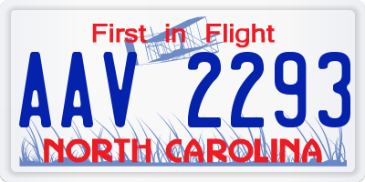 NC license plate AAV2293