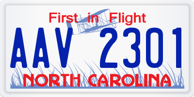 NC license plate AAV2301