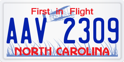 NC license plate AAV2309