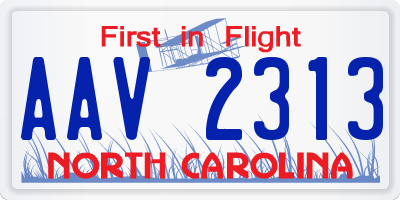 NC license plate AAV2313