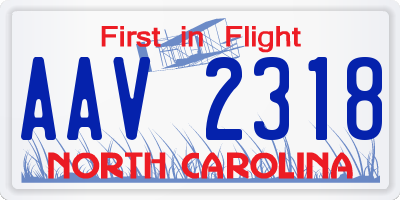 NC license plate AAV2318