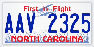 NC license plate AAV2325