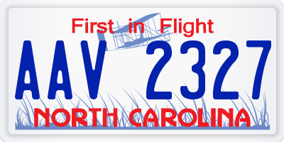 NC license plate AAV2327