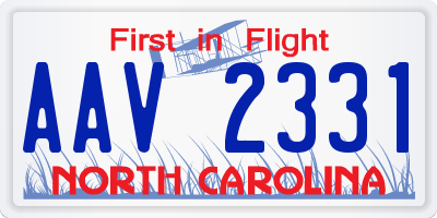 NC license plate AAV2331