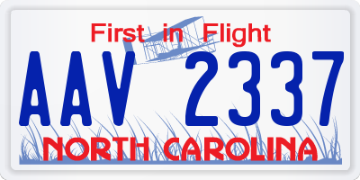 NC license plate AAV2337