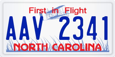 NC license plate AAV2341