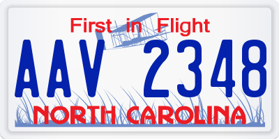 NC license plate AAV2348