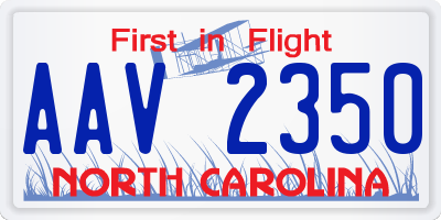 NC license plate AAV2350
