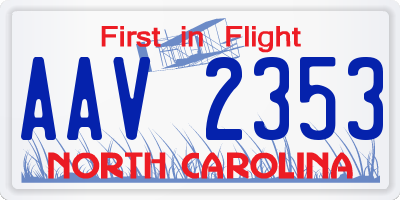 NC license plate AAV2353