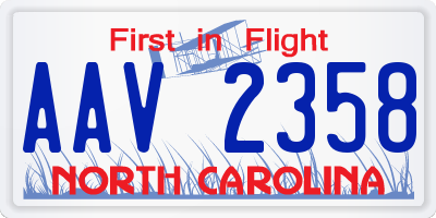 NC license plate AAV2358