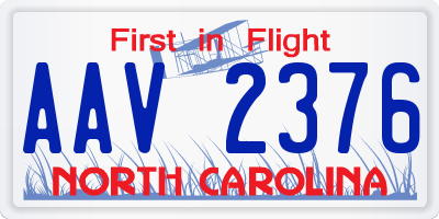 NC license plate AAV2376