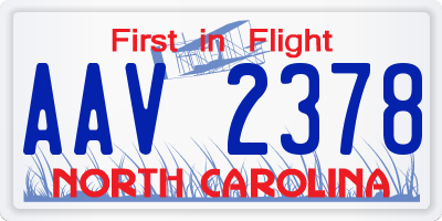 NC license plate AAV2378