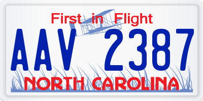 NC license plate AAV2387