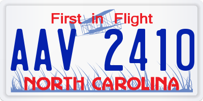 NC license plate AAV2410