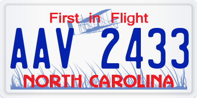 NC license plate AAV2433