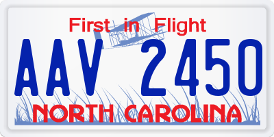 NC license plate AAV2450