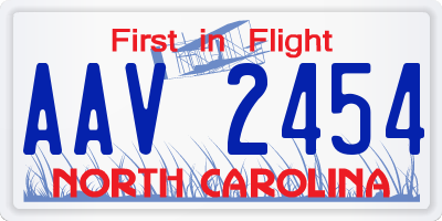 NC license plate AAV2454