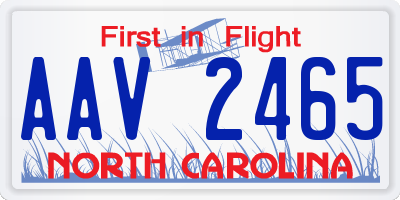 NC license plate AAV2465