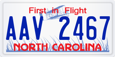 NC license plate AAV2467
