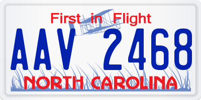 NC license plate AAV2468