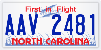 NC license plate AAV2481